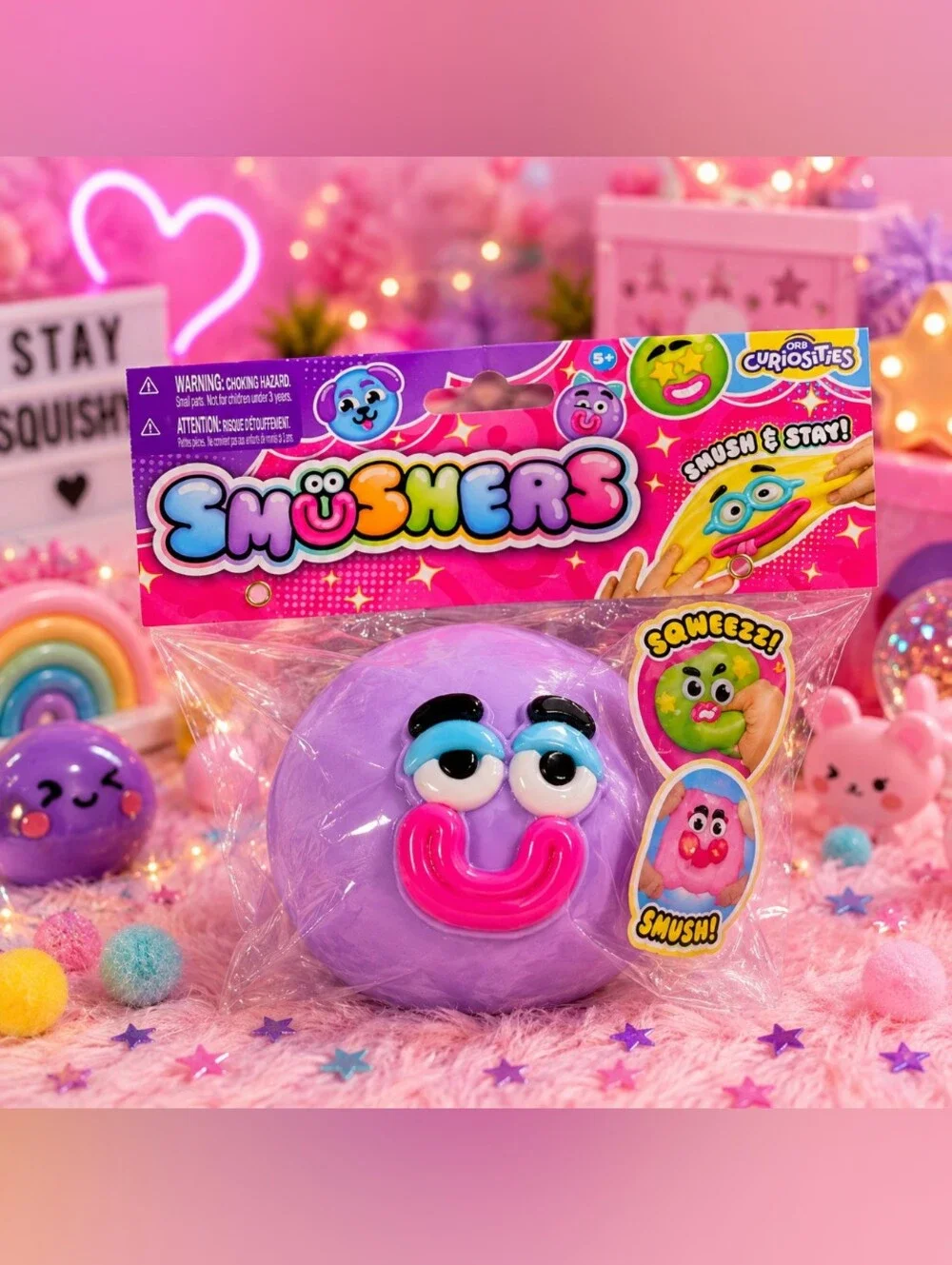 NEW ORB Curiosities Smushers Purple Monster Squishy Stress Toy Fidget Sensory